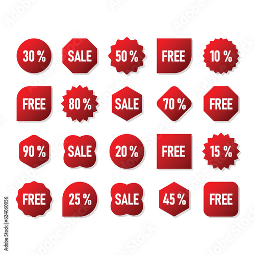 gradient red shapes discount vouchers vector design