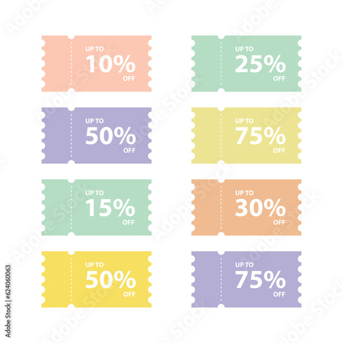 colorful pastel ticket sale badges vector design