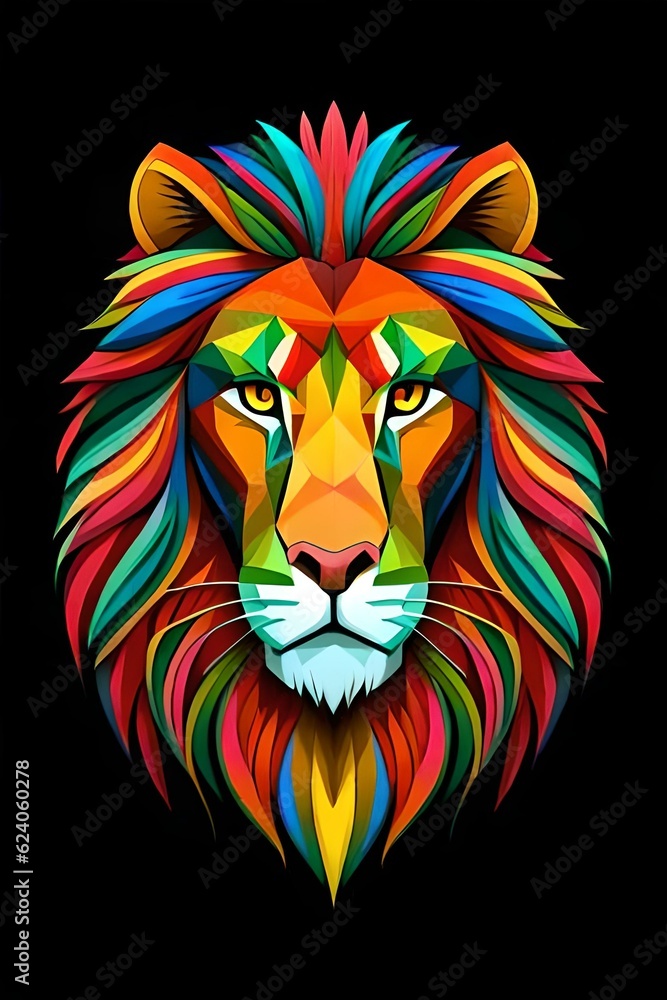 lion head illustration. Generative AI