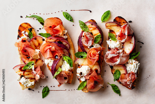 Photos Food background with open sandwiches