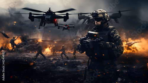 un militaire opérateur de drone en situation de combat