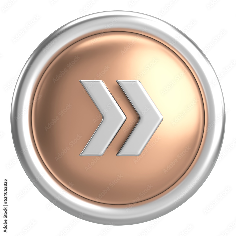 Next button. Continue button. 3D illustration. Next button. Continue button. 3D illustration.
