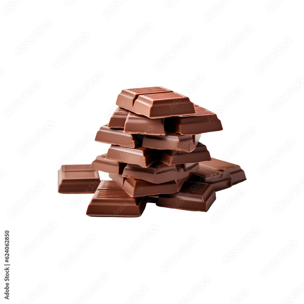 chocolate pieces isolated on white transparent background chocolate pieces isolated on white transparent background