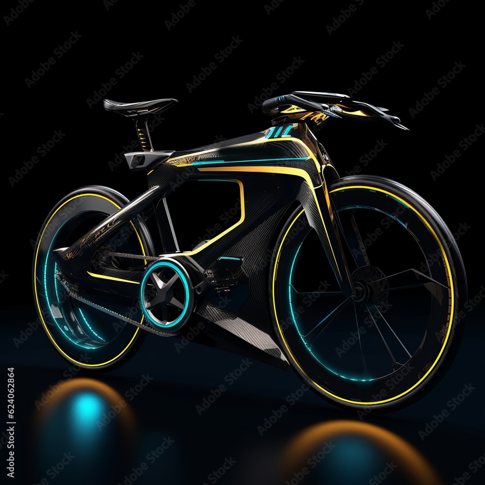 Futuristic motorcycle on the dark background Created with generative Ai technology