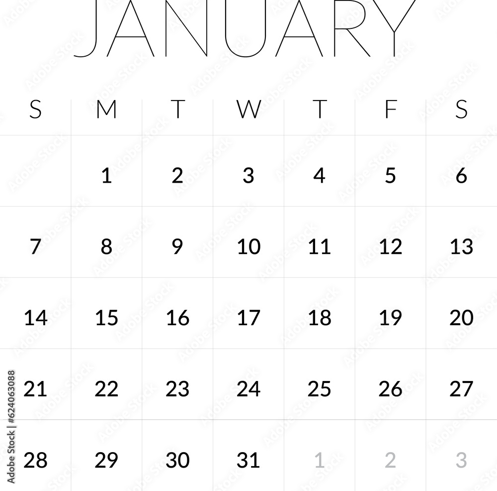 2024 calendar grid month design element Stock Illustration Adobe Stock