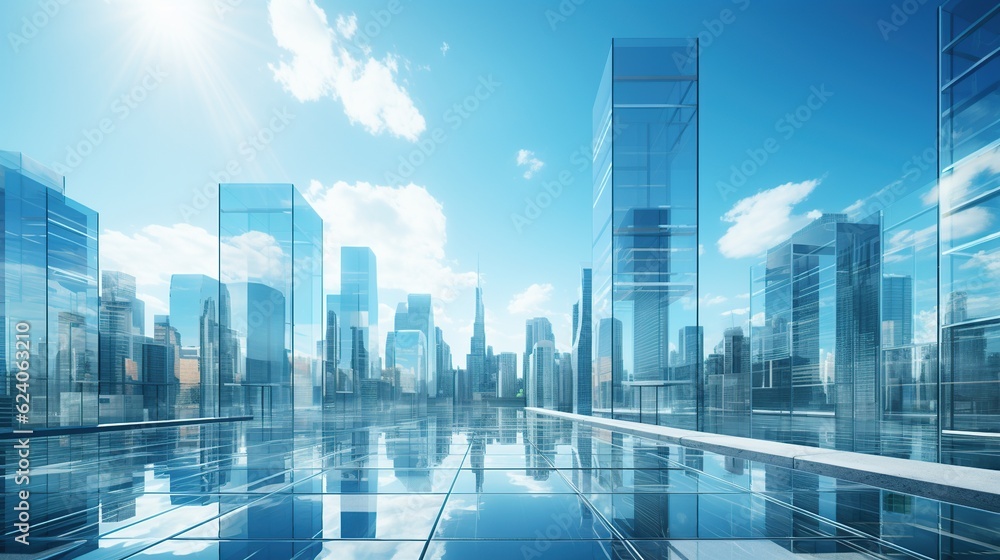 High glass building tower office skyscrapers in city view High glass building tower office skyscrapers in city view