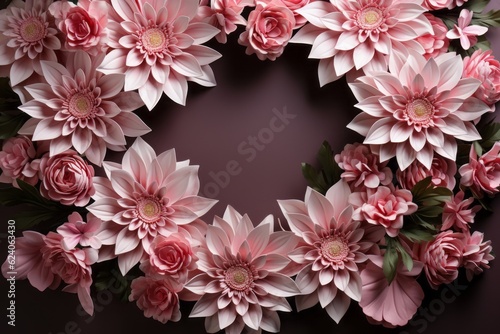 Pink Chrysanthemum Wreath on Subtle Background.