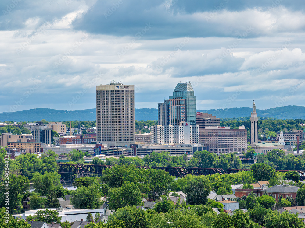 Springfield Massachusetts Skyline from West Springfield