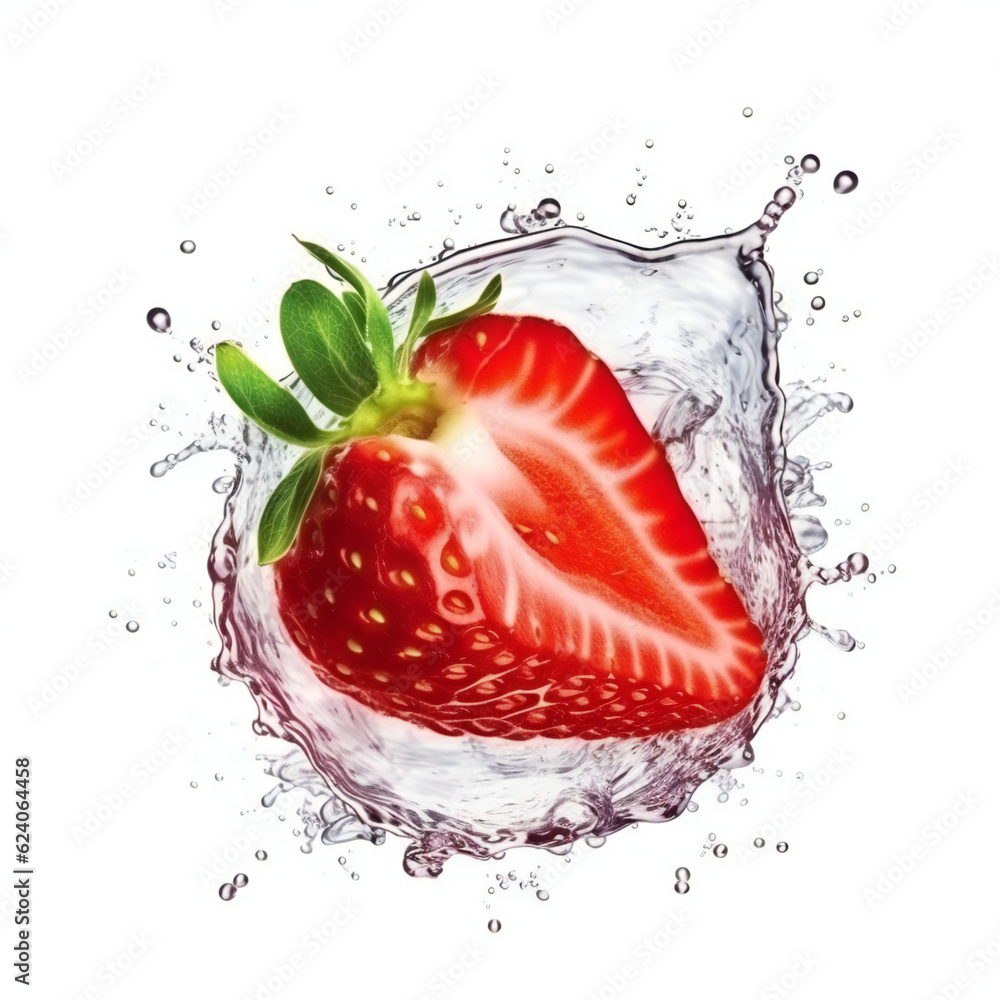 Obraz na plátně Half of strawberry with water splash