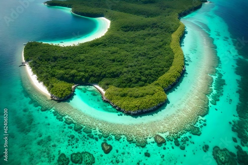 aerial view of a island generated Ai