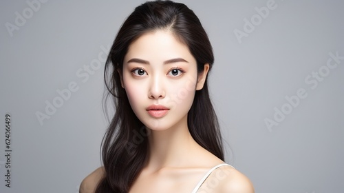 beautiful asian woman with clean, fresh skin, Face care, facial treatment, and glowing skin