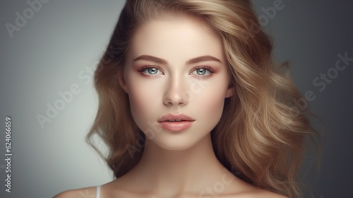 Close-up beautiful woman with smooth healthy skin. Advertising natural cosmetics. Advertising for a beauty salon.Care cosmetics, face and body skin care.