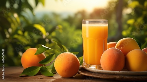 Fresh orange juice fruit in glass AI generated image