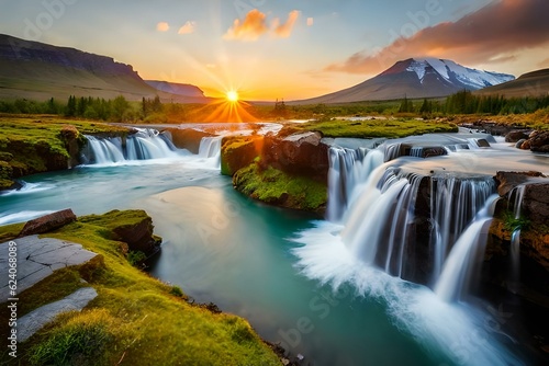 waterfall in the mountains