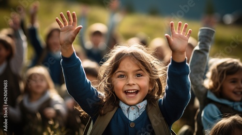 Happy children smiling Cheerful little kids enjoying their school break