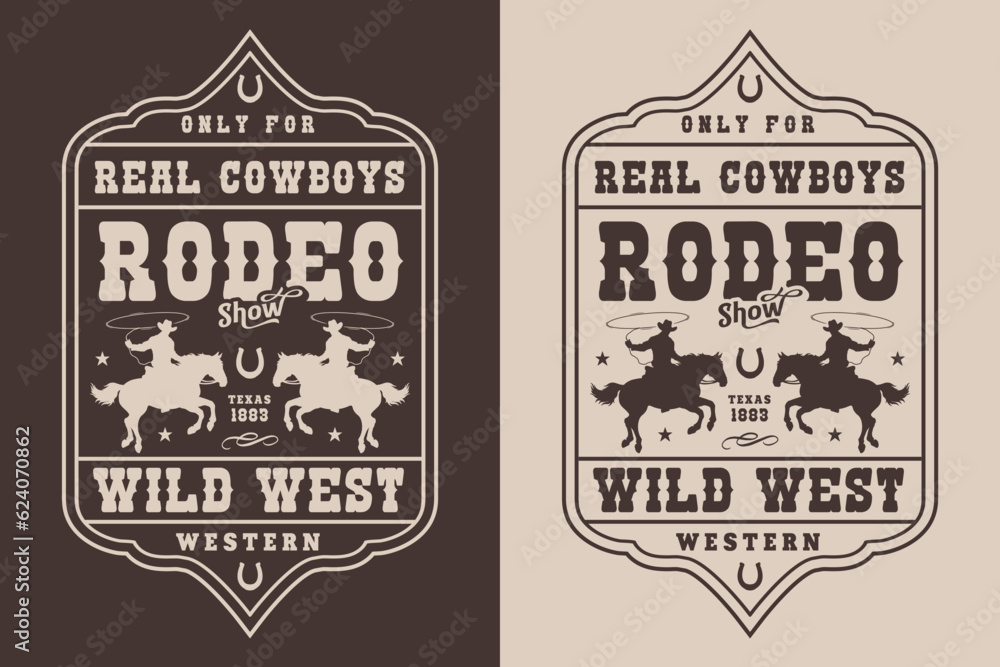 Obraz premium Rodeo show vintage flyer monochrome