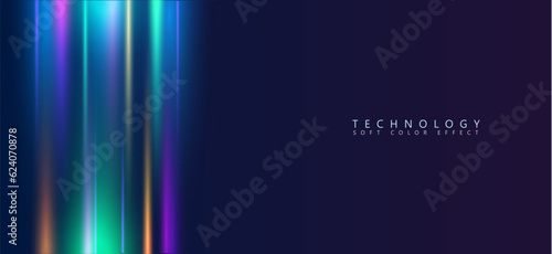 Multicolor futuristic illustration. Strips of colorful lights on blue background, glowing effect. 