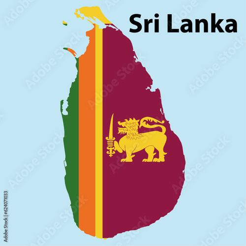 Sri Lanka Map with flag vector illustration  
