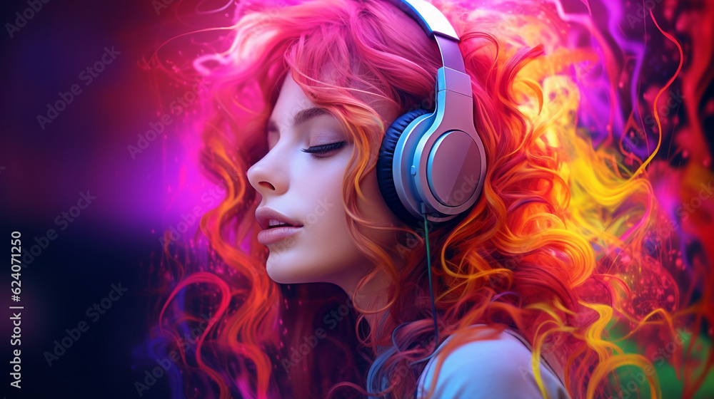 Close-Up of Beautiful Woman Relaxing with Headphones, Listening to Music – Female Enjoying Audio, Perfect for Lifestyle and Relaxation Themes Close-Up of Beautiful Woman Relaxing with Headphones, Listening to Music – Female Enjoying Audio, Perfect for Lifestyle and Relaxation Themes