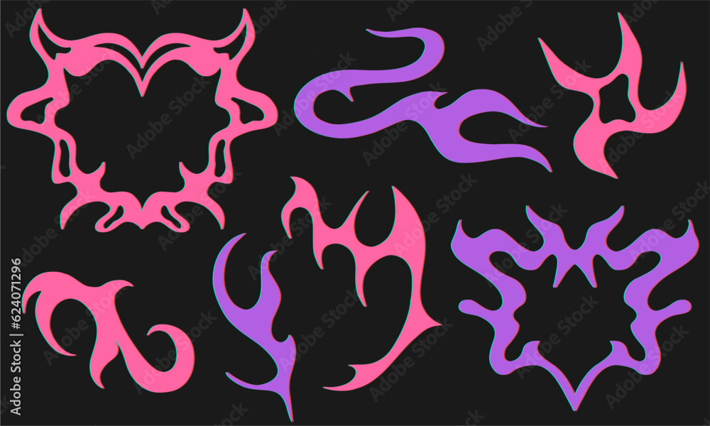 A modern set of sketches for a tattoo in the style of the 2000s. Abstract drawing of a burning heart. Punk openwork, informal culture. A modern set of sketches for a tattoo in the style of the 2000s. Abstract drawing of a burning heart. Punk openwork, informal culture.