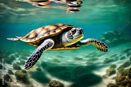 sea turtle swimming in the sea generated ai