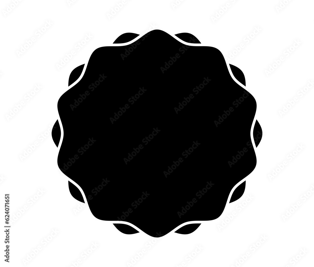 Black wavy circle shape frame. Design element for, illustration logo, etc.