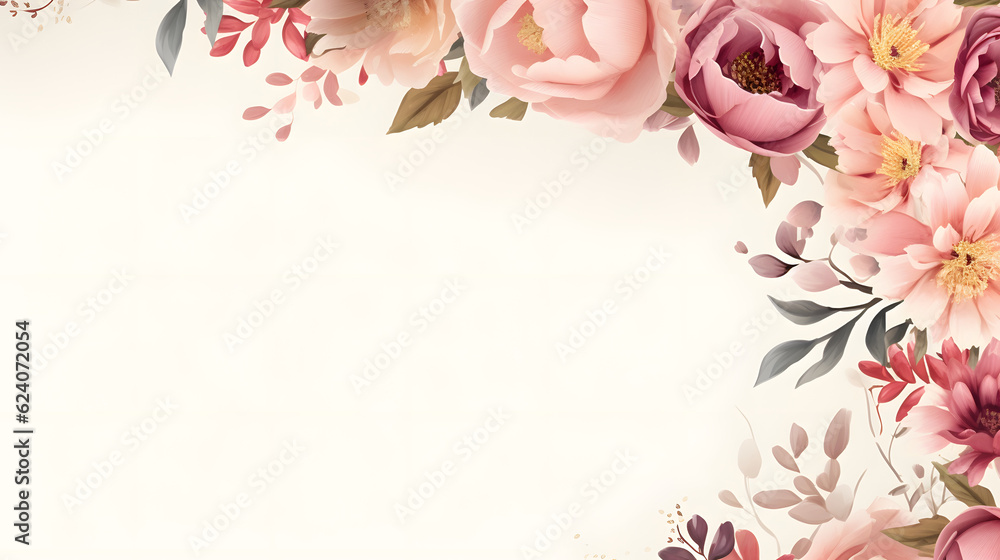 Floral composition center blank space Floral composition center blank space