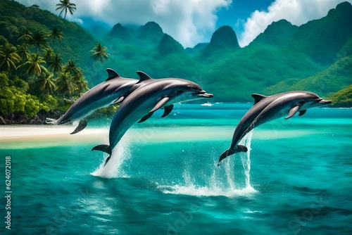 dolphins in the sea generated ai 