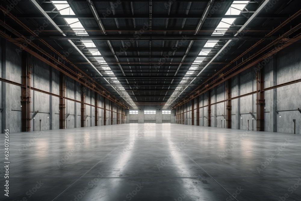 Inside the super large empty factory Inside the super large empty factory