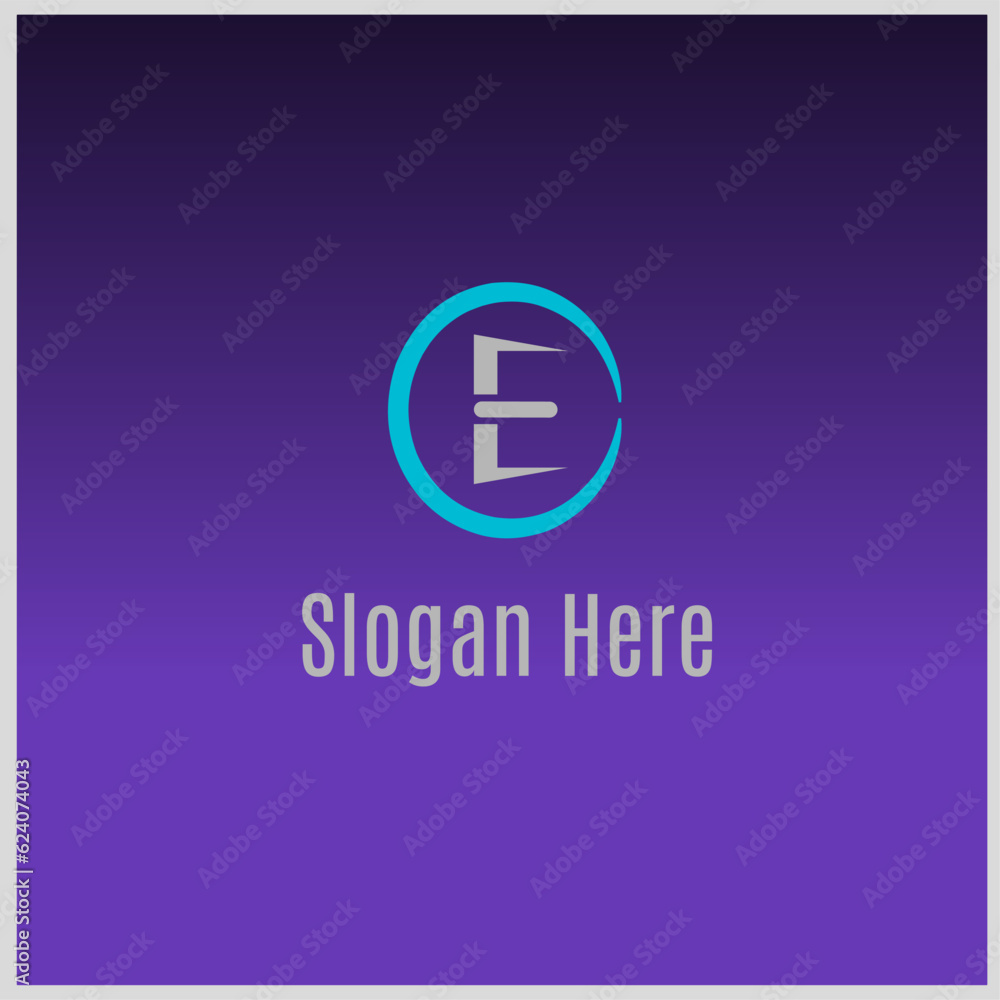 Letter E monogram logo template, Silver and blue color. Vector Illustration for Icon, Symbol, Logo etc Letter E monogram logo template, Silver and blue color. Vector Illustration for Icon, Symbol, Logo etc