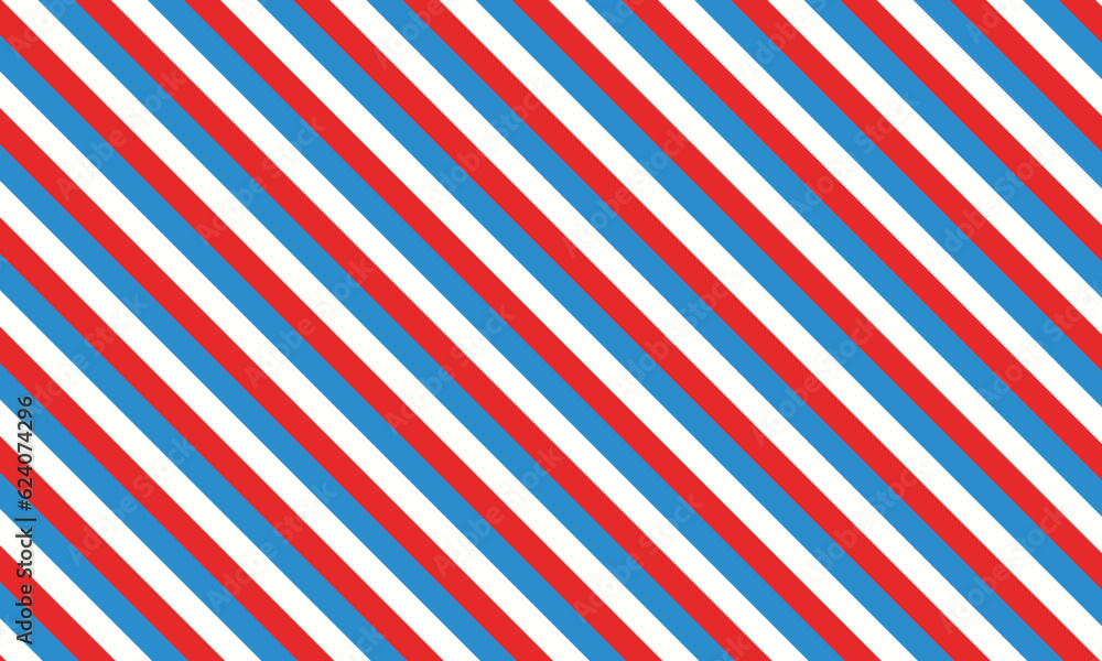 Barber shop concept pattern. Barbershop background. Vector red, white and blue diagonal lines seamless pattern Barber shop concept pattern. Barbershop background. Vector red, white and blue diagonal lines seamless pattern