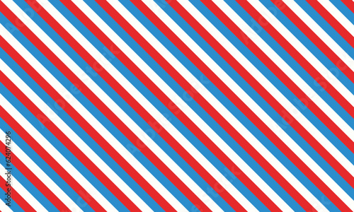 Barber shop concept pattern. Barbershop background. Vector red, white and blue diagonal lines seamless pattern