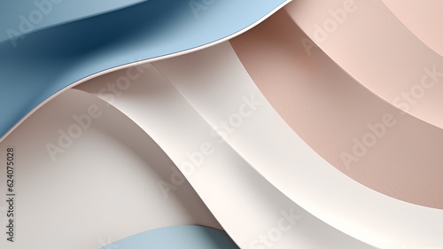 Fototapeta Naklejka Na Ścianę i Meble -  Background  with geometric shapes and waves. White , blue, beige colors.. AI