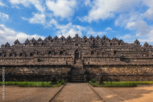 Borobudur or Barabudur, a Mahayana Buddhist temple in Magelang Regency, Java, Indonesia