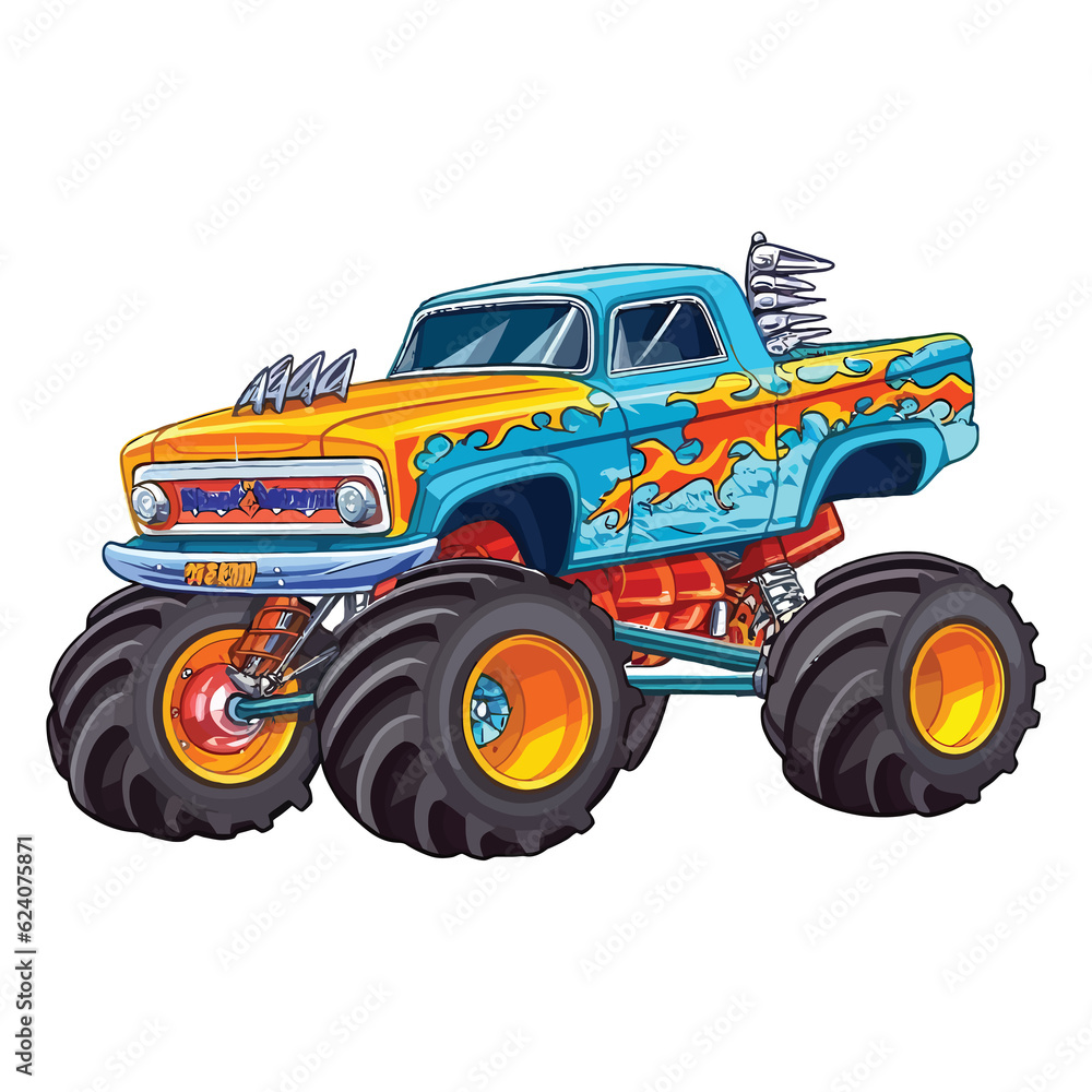 Colorful Monster Truck 2D Illustration Colorful Monster Truck 2D Illustration