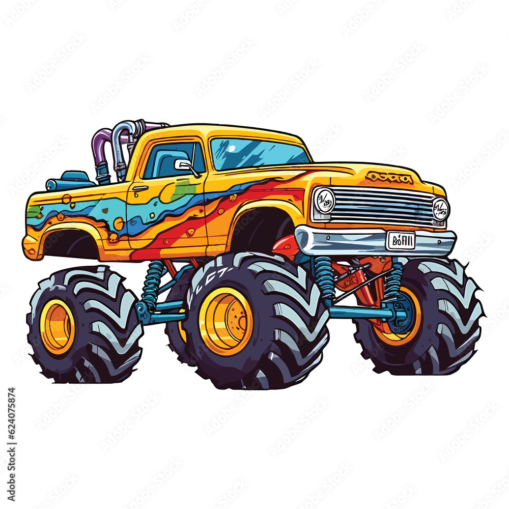 Colorful Monster Truck 2D Illustration