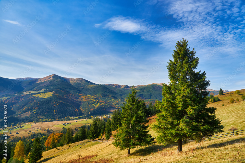 A Stunning View of an Autumn Morning in the Mountains A Stunning View of an Autumn Morning in the Mountains