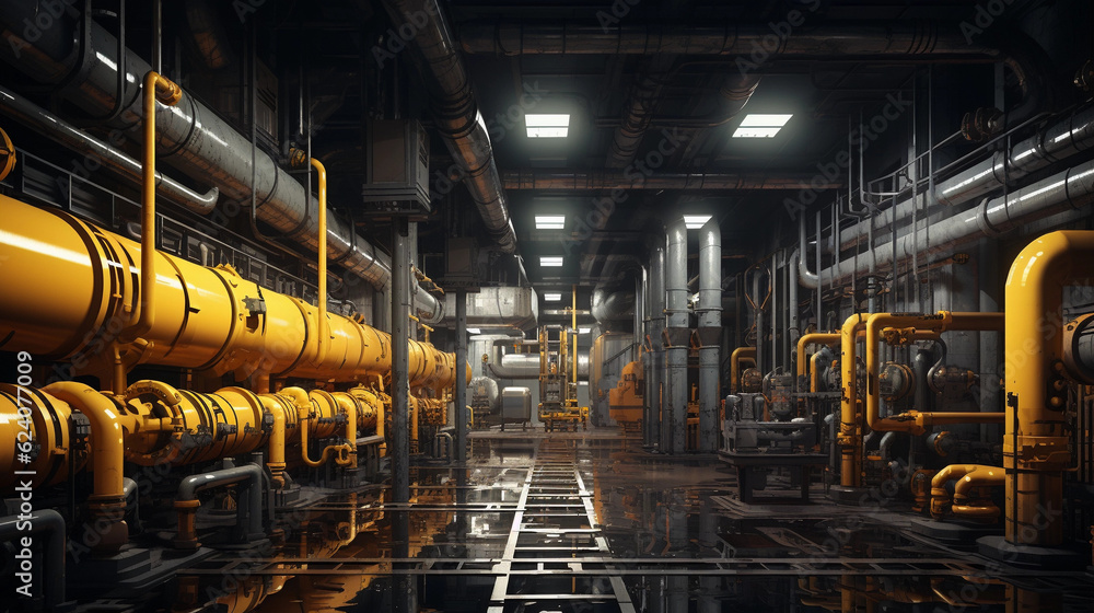 Equipment, cables and piping as found inside of a industrial power plant, Equipment, cables and piping as found inside of a industrial power plant,