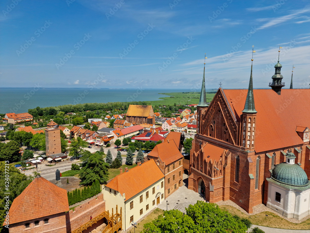 Beautiful view of Cathedral complex, situated on the Vistula lagoon in Frombork. Poland
