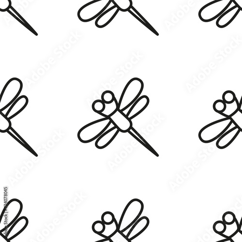 Seamless vector pattern with dragonflys