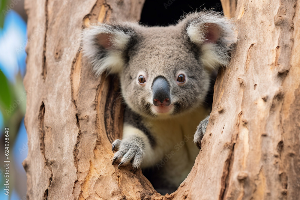Fototapeta premium A koala on an eucaliptus tree. High quality photo