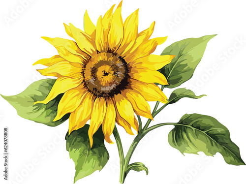 Sunflower watercolor painting illustration suitable for wedding, greeting card, fabric, textile, wallpaper, ceramic, brand, web design, stationery, cosmetic, social media, scrapbook.GenerativeAI.