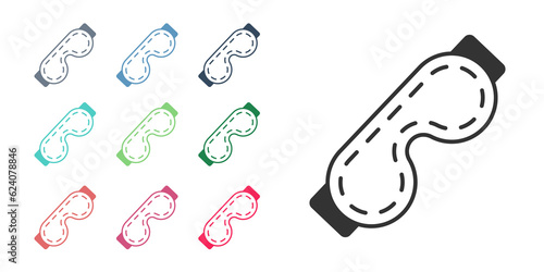 Black Eye sleep mask icon isolated on white background. Sleeping mask. Set icons colorful. Vector