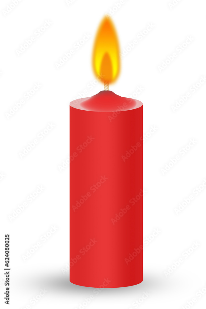 Flat design single red waxy candle Flat design single red waxy candle