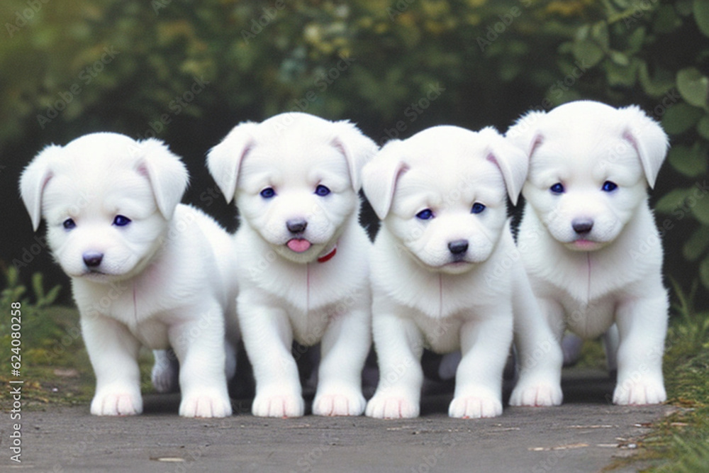 White Puppies - Generative AI White Puppies - Generative AI
