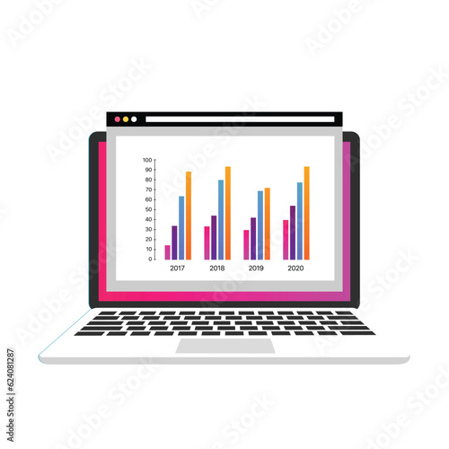 laptop pop up chart and infographic design © GadeLab