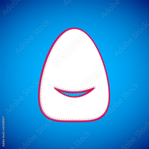 White Pouf icon isolated on blue background. Soft chair. Bag for the seat. Comfortable furniture armchair. Vector