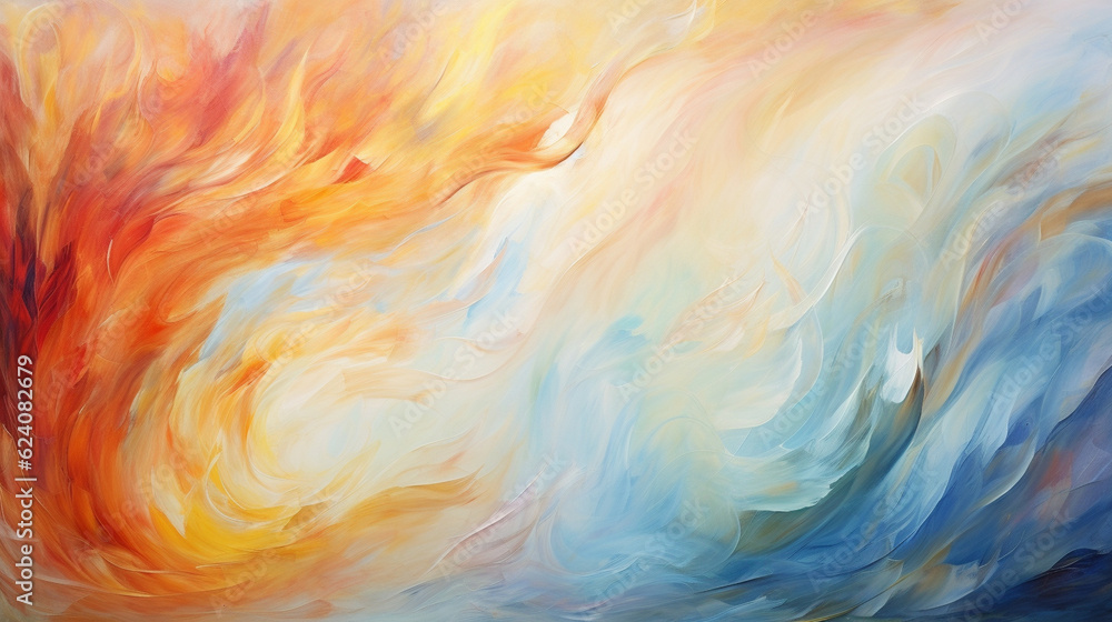 Dynamic and textured flames in a fiery abstract composition, colorful art, multicolored oil art texture pictures Generative AI