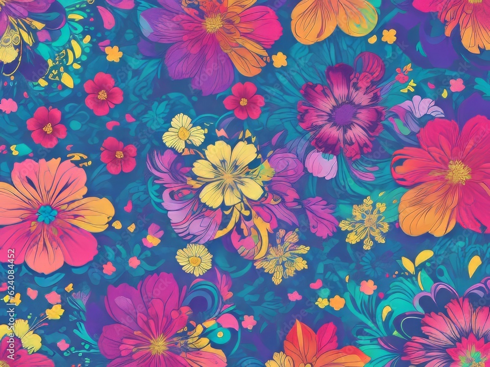 Un papel pintado abstracto vibrante  con flores