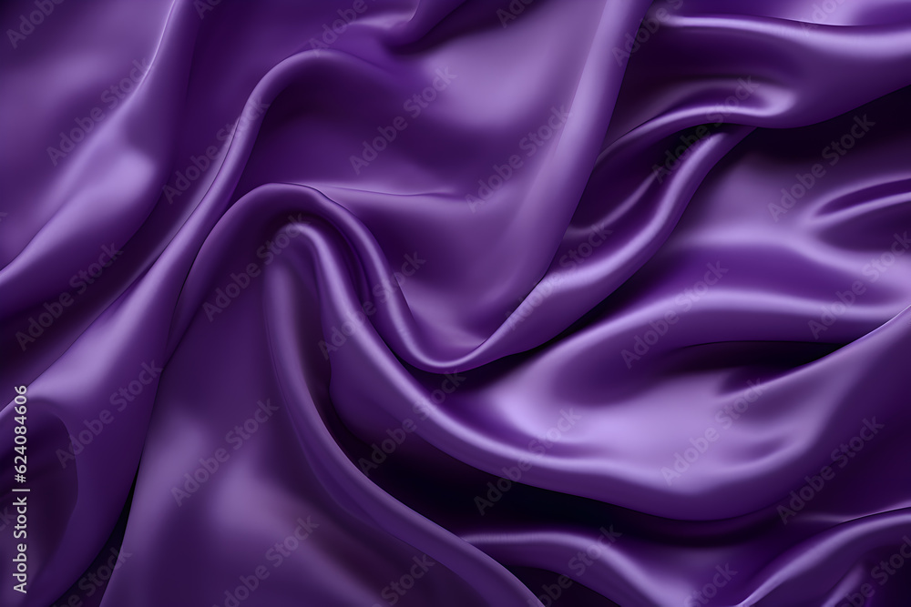 Fototapeta premium High detailed Close up Purple soft silk fabric clean backround wavy violet satin texture pattern for walllpaper, background and design art work top view